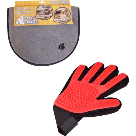 Pack Animaux Tapis et gant de toilettage - Venteo™ - Noir- Adulte (1/5)