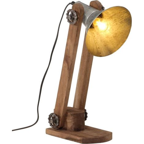 Lampe de table rétro argentée, 25 watts, dimensions 23x13x52 cm, culot E27. (1/5)