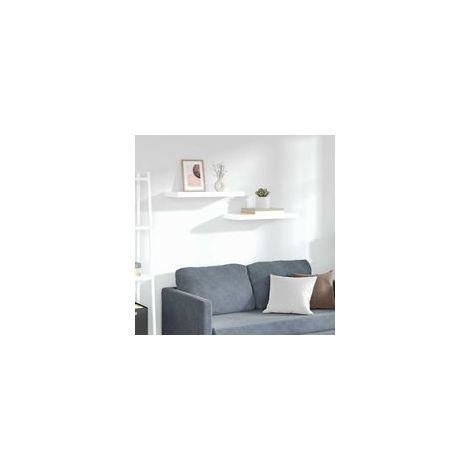 Mensole sospese, set da 2, bianco lucido, 60 x 23,5 x 3,8 cm, MDF-Crezuo