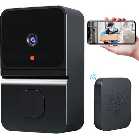 Sonnette vidéo intelligente sans fil HD, caméra de porte WiFi avec vision nocturne, stockage cloud gratuit, enregistrement, audio bidirectionnel, contrôle APP. (1/5)