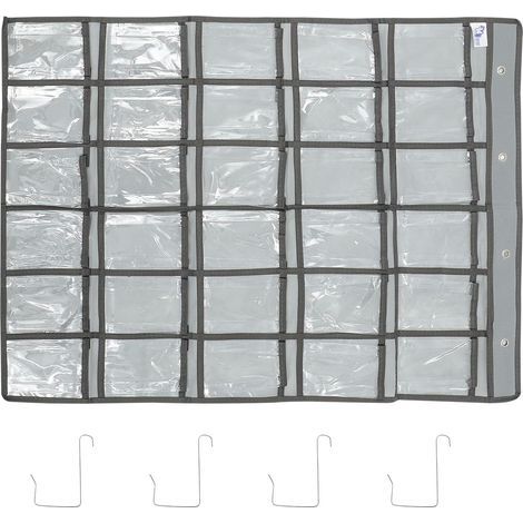 pezzo Marsupio portaoggetti multi-tasche con scomparti per porta, pratico organizer da parete in tessuto non tessuto per piccoli oggetti domestici con ganci inclusi, grigio (1/5)