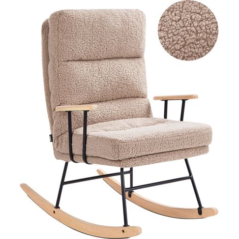 Rocking Chair ESKELIN Reclining Boucle Beige (1/5)