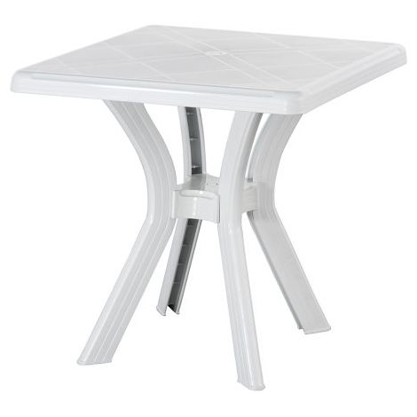 Tavolo da giardino in resina bianca quadrato con traversa centrale 75 x 75 centimetri