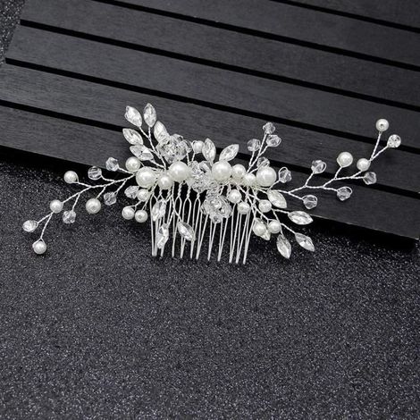 Peigne Epingle,mariage cristal peigne cheveux,Femme Perle Bijoux ,Bijoux Cheveux Mariée Peigne, Élégant Bijoux de tête (1/4)