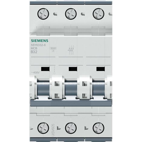 Siemens Interruptor automático 400V 6kA, 3 polos, B, 32A, T=70mm, 5SY63326