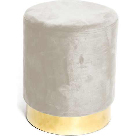 POUF Poggiapiedi Cilindro VELVET in Velluto Unito Beige