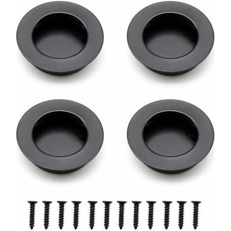 LaBlanc – 4 runde, eingelassene Griffe, 40 mm Edelstahl-Schiebetürgriffe, schwarze Möbelgriffe, geeignet für Schubladen, Schränke und maßgefertigte Möbel. (1/5)