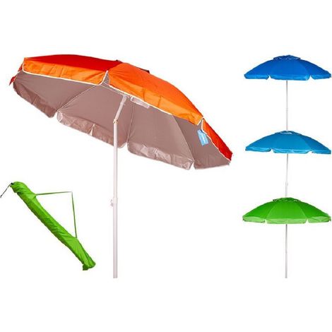 TRADE SHOP - Ombrellone Mare 200cm Con Snodo Palo Acciaio Con Sacca Colori Assortiti 4096259 -