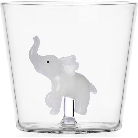 Tumbler éléphant blanc, collection Savannah, 30 cl, verre borosilicate, fait main (1/2)