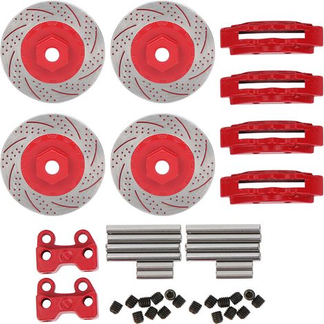 4 Pièces Disques de Frein Métalliques Simulés pour Traxxas TRX4 TRX6, Modèles RC 1/10, Accessoires Voiture Rouge (1/5)