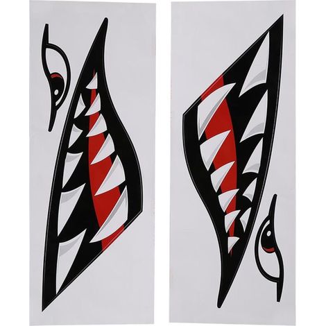 2 unités Autocollant Bouche Requin Drôle Imperméable pour Voiture Kayak Bateau Camion Décoration (1/5)