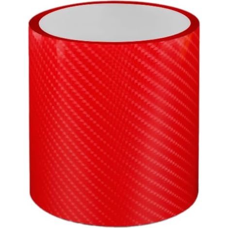 Autocollant de protection en film carbone pour seuil de porte, protection de bord de coffre, protection de bord de chargement pour pare-chocs, protection pour seuil de porte, Rouge, 10 cm x 5 m