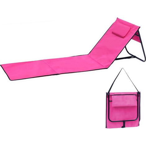Liegematte faltbar mit verstellbarer Rückenlehne - pink - Strandliege 152 x 51 cm faltbar mit Tragegurt
