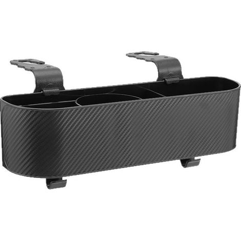 Multifunktionale Staubox für die Rücksitze, Staubox für die Kopfstützen mit Getränkehaltern und Haken, Kinderstaufach (schwarz)