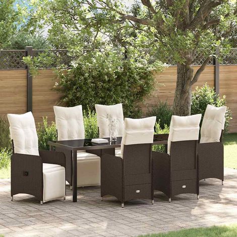 Conjunto de Comedor de Jardín 7 pcs Marrón ratán sintético vidaXL (1/5)