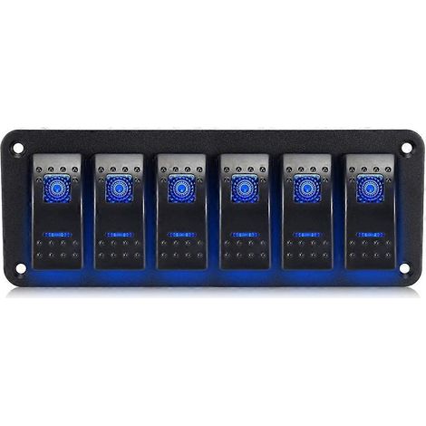 Panneau de 6 interrupteurs à bascule marins étanches 12 V pour camping-car, avec interrupteurs LED et 5 broches marche/arrêt. (1/5)