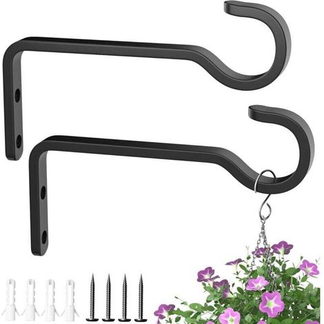 Ganci da parete per appendere piante – Set da 2, in acciaio zincato, 15,2 cm, ideali per fiori da esterno, vasi e lanterne