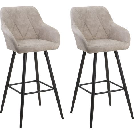 Conjunto de 2 sillas de bar de poliéster beige negro acolchado reposabrazos Darien (1/5)