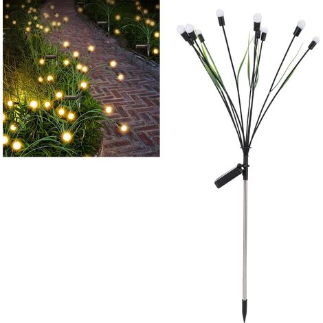 Lampe solaire de jardin en forme de feuille, 10 LED, effet luciole, décoration extérieure, Noël, mariage, lumière blanche chaude (1/5)