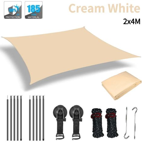 Voile d'ombrage de camping extérieure (jaune clair 2 x 4 m), imperméable et résistante aux UV, idéale pour la protection solaire et le traitement UV. (1/5)