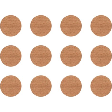 12x Cache vis adhésif autocollant diamètre 40mm protection bouchon trou obturateur meuble table chaise maison, Chêne corbridge
