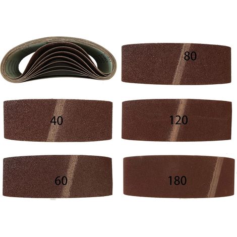 Paquete de 20 bandas abrasivas de tejido mixto para lijadora de banda de 75 x 457 mm, grano 4 x 40/60/80/120/180