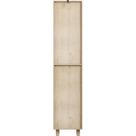 Mobiletto bagno alto 35 x 30 x 162,5 cm effetto rovere con ante e vani aperti in MDF HOMVRA (1/5)
