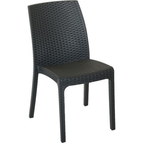 Chaise Virginia en résine polyrattan antichoc effet anthracite 47x59x86 cm – Conçue pour extérieurs – Résistante aux intempéries – I Giardini Del Re (1/2)