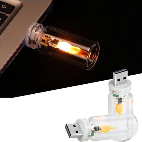2 luces LED USB con efecto llama: mini luces ambientales para coche con control remoto y temporizador,mini luces retro de cristal para el coche (1/5)
