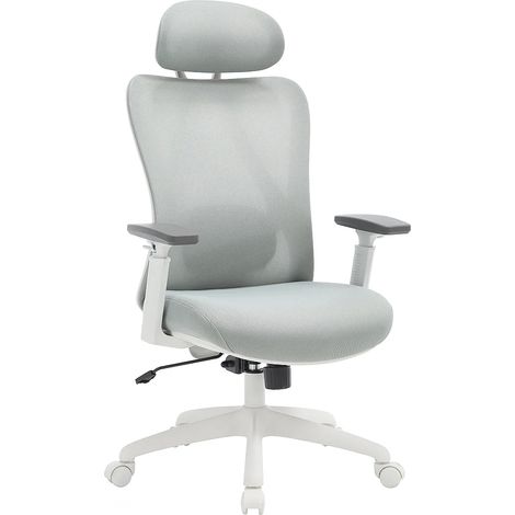 Poltrona da ufficio ergonomica con poggiatesta Tessuto Grigio e bianco - SORLITA (1/5)