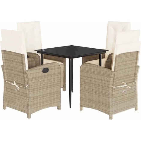 Maison Exclusive - Set comedor de jardín 5 pzas con cojines ratán (1/5)