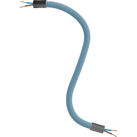 Creative-Cables Kit Creative Flex flexibles Rohr (30 cm Länge, Ø 10 mm) – Stoffummantelung RM78 Petrol und schwarze Details – Mit Metallendkappen und Zubehör