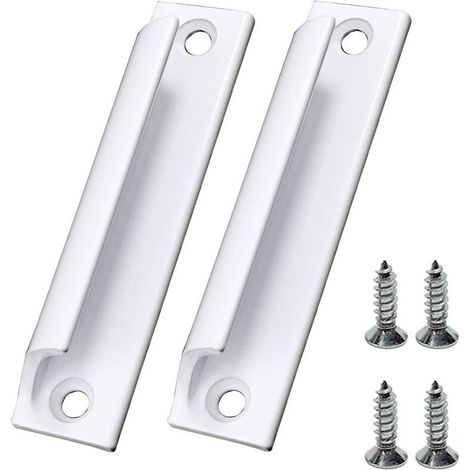 Poignée de porte coulissante 2 pièces en aluminium blanc – Résistante à la rouille – Design ergonomique pour ouverture facile – Vis incluses (1/4)