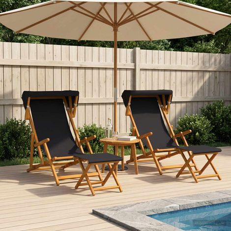 vidaXL Silla de terraza 4 pcs 3 Posición Madera de Eucalipto Maciza (1/5)
