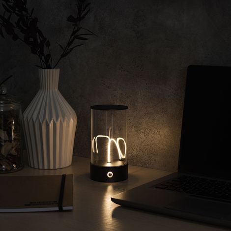 Lampe LED Rechargeable - HOME DECO FACTORY - Moderne - Noire (1/4)