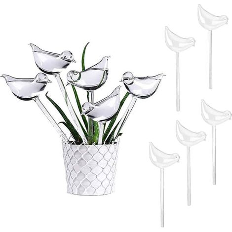 LYERCW - Lot de 10 abreuvoirs automatiques pour oiseaux, piquets en plastique à arrosage automatique, dispositif d'arrosage automatique pour une utilisation en intérieur (1/4)