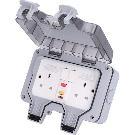 Boîte Étanche IP66 avec 2 Prises Britanniques 250V - Protection Extérieure Anti-Pluie (1/5)