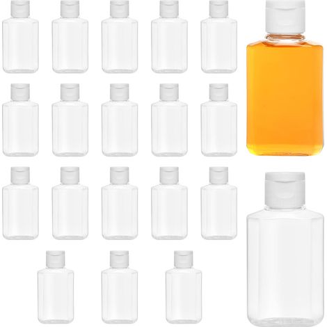 Flacon Vide Plastique Transparent et Rechargeable (Lot de 20) - 60 ml - Bouteille Vide et Réutilisable pour Voyage, Toner, Lotion, Après (1/5)