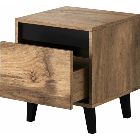 Table de chevet Set de 2x NORDIS 40x45x38 cm avec tiroir couleur chêne wotan de haute qualité (1/3)