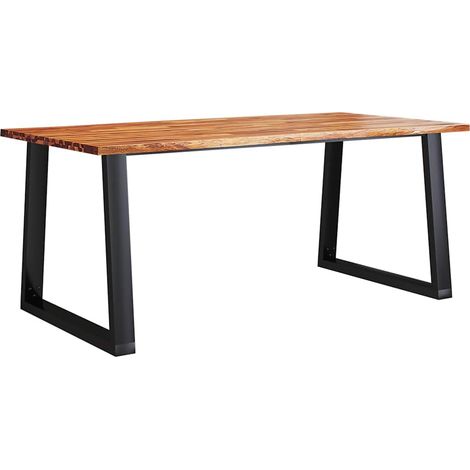 Table de salle à manger,Table à dîner,Table à manger 180x90x75 cm bois d'acacia solide à bord vif CWV31204 (1/5)