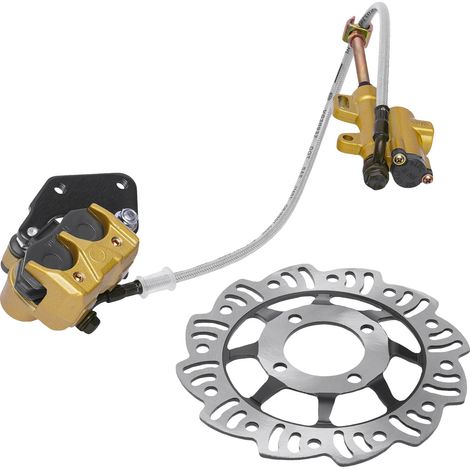 Kit de freno hidráulico, mejora el rendimiento de frenado, compatible con motocicletas todoterreno, color dorado. (1/2)
