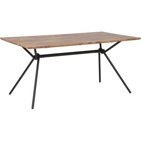 Mesa de comedor industrial moderna tablero de MDF madera oscura patas de metal 160 x 90 cm Amsterdam (1/5)