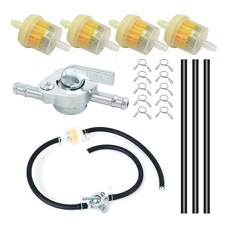 Kit de tuyau à essence, filtre à essence moto, mobylette, tuyau à essence tuyau de carburant de 5 mm + filtres à essence de 5 mm + colliers de serrage voiture, (1/5)