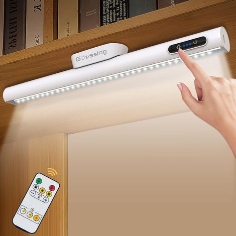 lampe de bureau - 4000mAh lampe de bureau sans fil avec Télécommande, gradation continue et 3 modes de couleur lampe led rechargeable, USB-C luminaires de garde-robe pour Placard, Armoire (1/5)