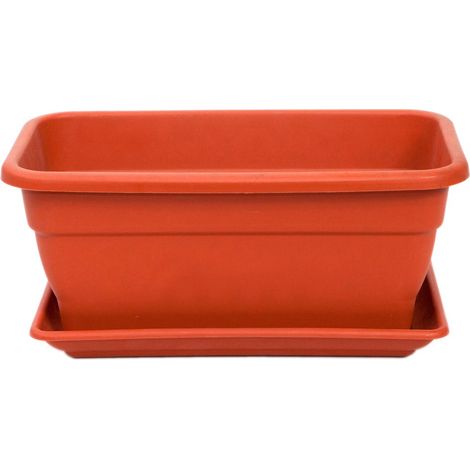 Fioriera rettangolare in plastica color terracotta EVA 40 cm