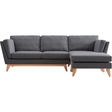 Ecksofa mit 4 Plätzen in dunkelgrauem Stoff, umkehrbar NORDEN