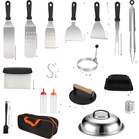 Set di utensili per barbecue, struttura resistente, manici ergonomici, 29 pezzi (1/2)