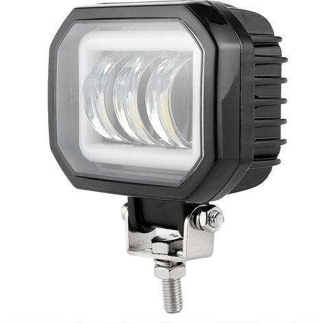 Projecteur de travail LED carré étanche de 3,5 pouces, 6000K, 30W, type œil d'ange, adapté aux voitures, quads, bateaux et véhicules tout-terrain (lumière blanche froide) (1/5)