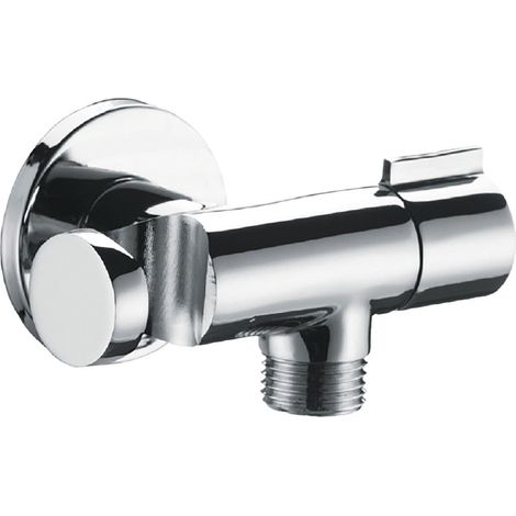 Presa acqua tonda cromata salvaspazio supporto e chiusura MM 1/2"