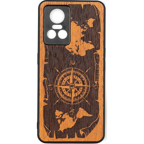Bewood Realme GT Neo 3 Custodia in legno WIND ROSE MERBAU